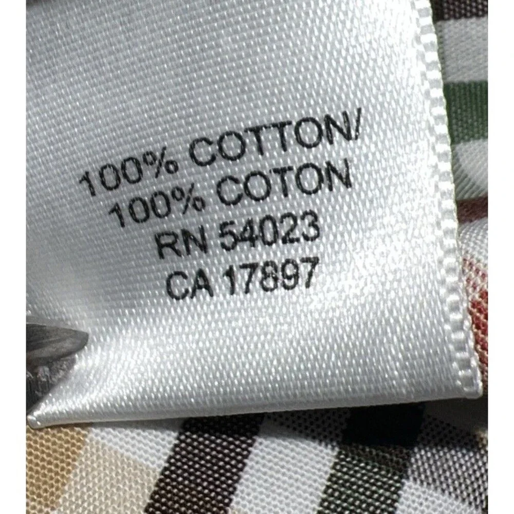 BANANA REPUBLIC Men’s Dress Shirt No Iron Slim Fit Large Brown Green White Plaid